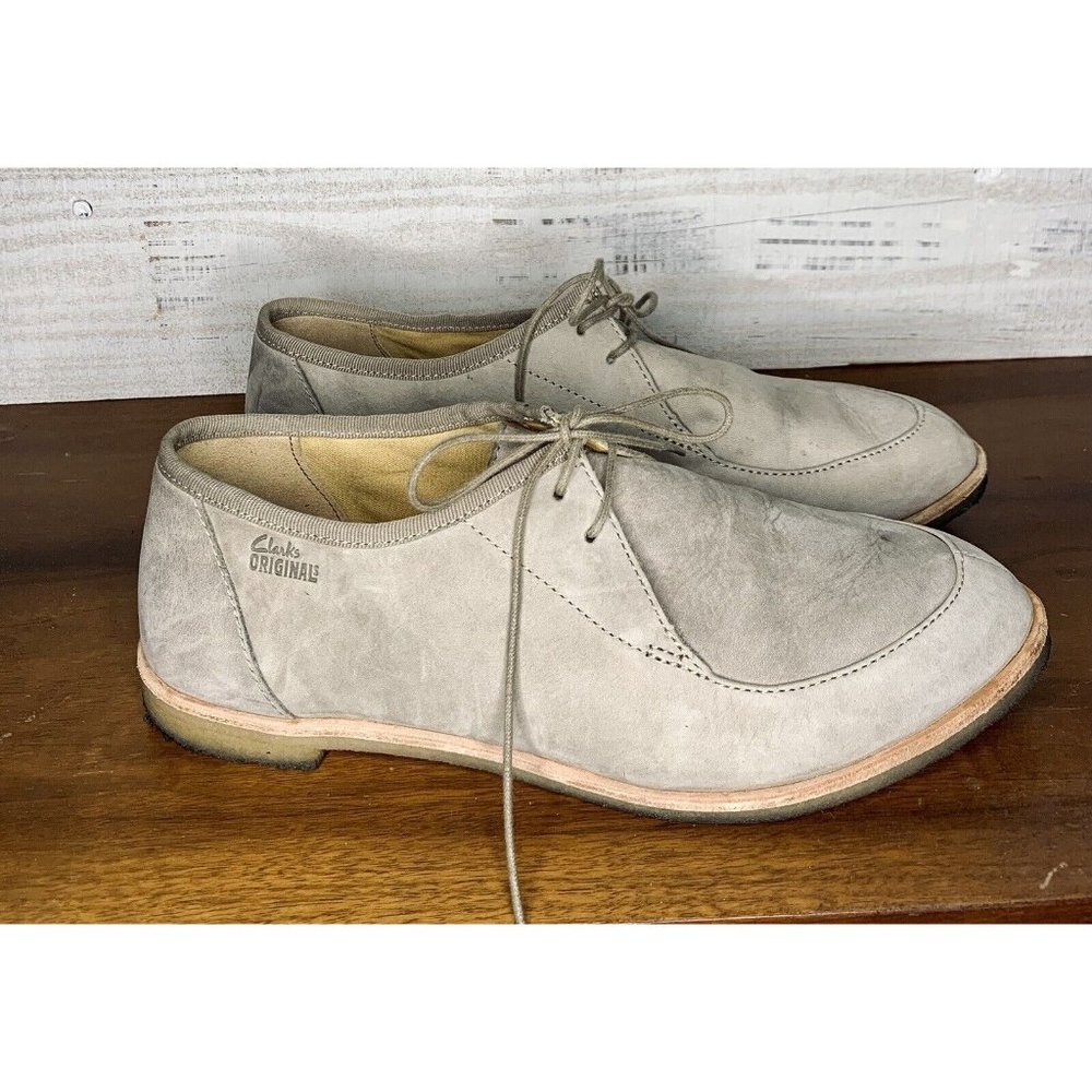 Clarks Original Shoes Leather Suede Tie Dress Shoe Flats Tan Women's Size 8.5 M